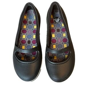 Crocs Bijou Crocband Mary Jane Slip On Black Footbed Lined Loafers Flats Women 8